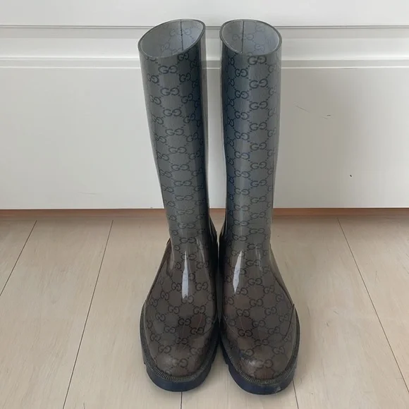 Gucci Rubber Monogram Wellington Rain Boots - Picture 2 of 4